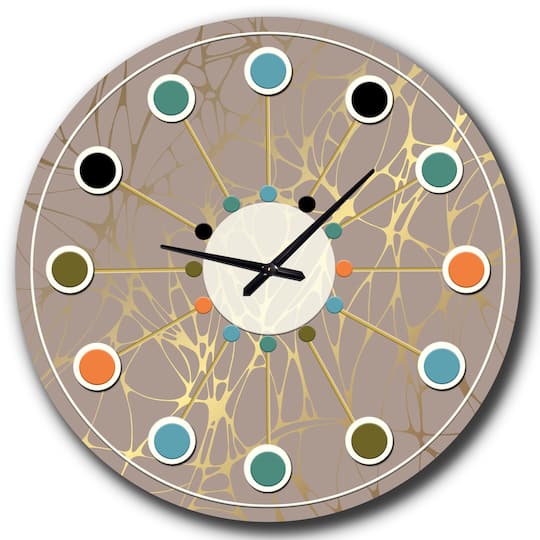 Designart 'Golden Marble Design Ii Mid-Century Modern Wall Clock